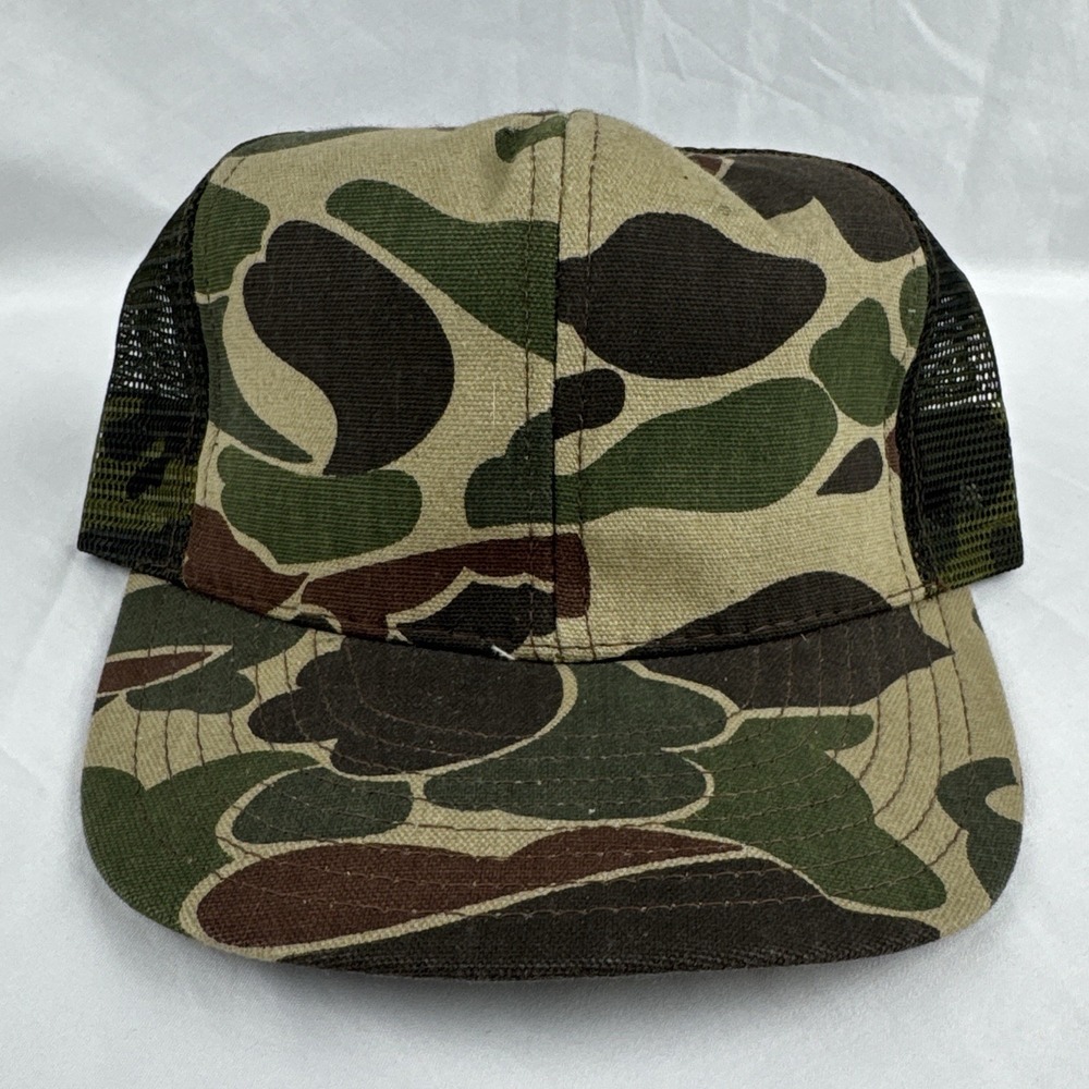 Vintage Duck Brown Camo  Trucker Hat Made in Korea BrwnMesh Snapback Hunting Cap